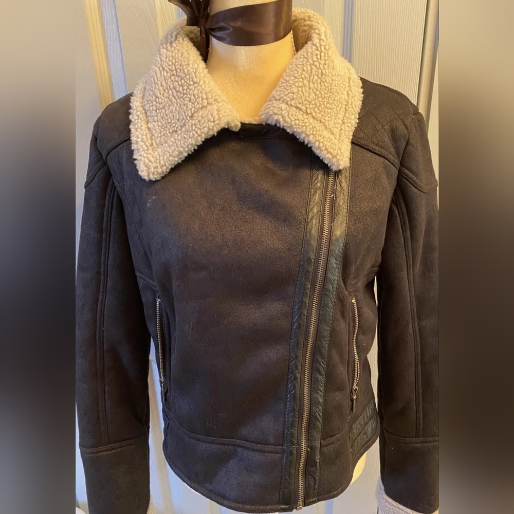 Faux leather shearling jacket XL